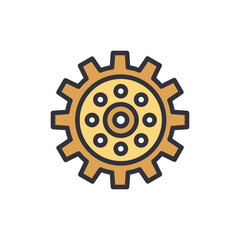 Stylized cogwheel representation for graphic design and system illustrations