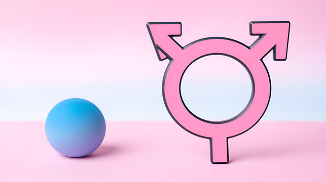 Transgender symbol on pink and blue background