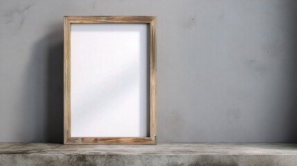 Wooden Frame Poster Against Minimalist Background for Art Display