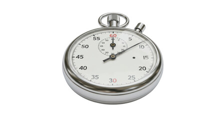 Isolated Chrome Stopwatch with White Face