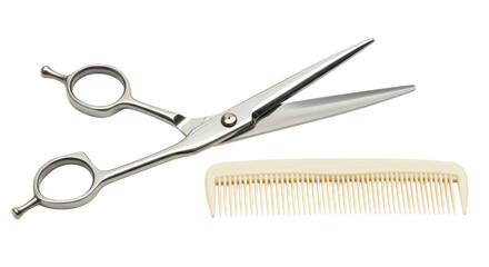 Isolated Hairdressing Scissors with Comb