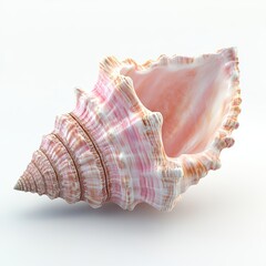 Pink Spiral Seashell on White Background