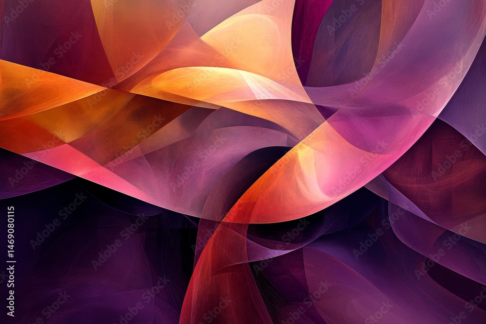 Fototapete Dynamic abstract design with flowing shapes and vibrant colors.
