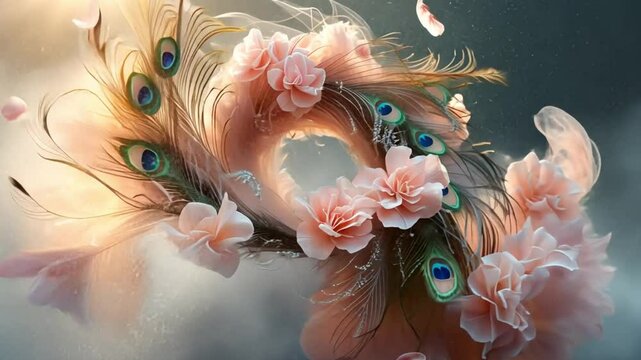 peacock feather on a black background