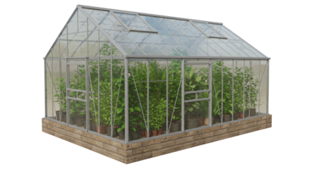 Isolated Greenhouse Filled with Lush Green Plants