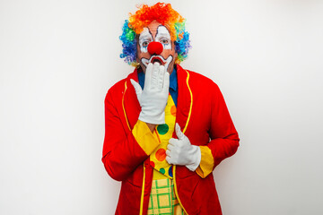 Clown holding megaphone to his mouth