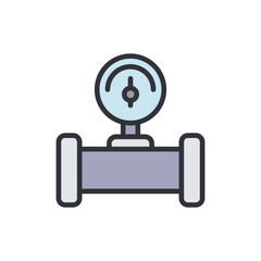 Stylized Isolated Illustration of Industrial Pipe with a Pressure Gauge