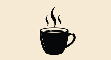 Black Coffee Mug with Steam