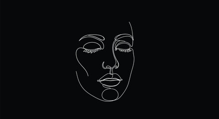 Peaceful Face, Continuous Line Drawing