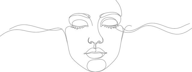 Peaceful Face, Continuous Line Drawing