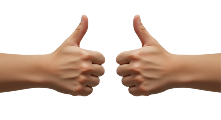Isolated Two Hands Giving Thumbs Up Gesture