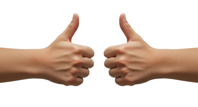 Isolated Two Hands Giving Thumbs Up Gesture