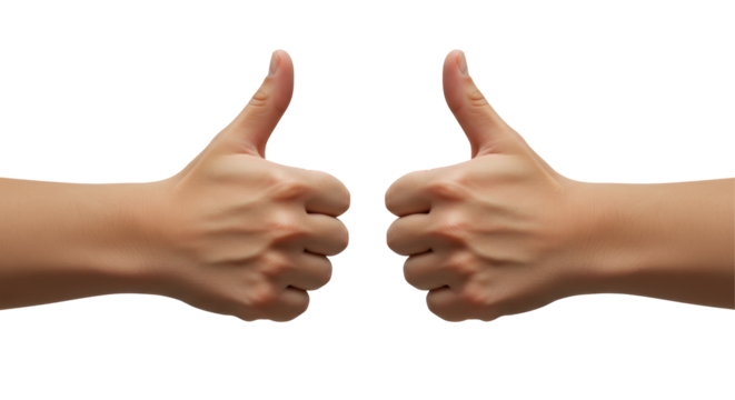 Isolated Two Hands Giving Thumbs Up Gesture