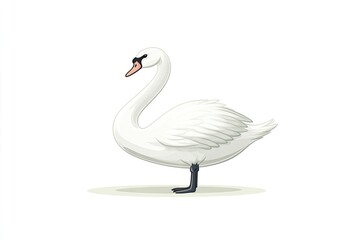 Obraz premium Side view of a stylized white swan illustration.