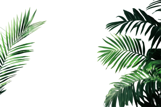 Tropical plant wall shadows in high quality transparent png format over a pure white background