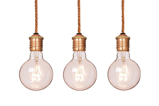 Light bulb linear illustration in transparent png format beautifully isolated on a clean white background