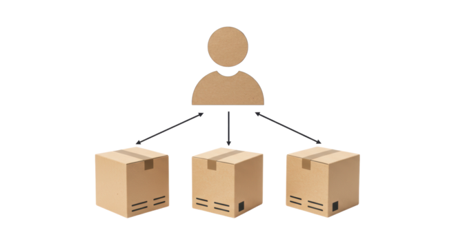 Isolated Person Connecting Boxes Delivery Logistics Network - Powered by Adobe