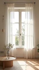 Fototapeta premium Bright interior room with large window