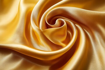 Obraz premium Close-up view of luxurious gold satin fabric's flowing drape.