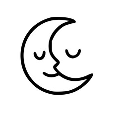 Obraz premium Crescent Moon with Smiling Face Icon