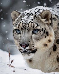snow leopard portrait