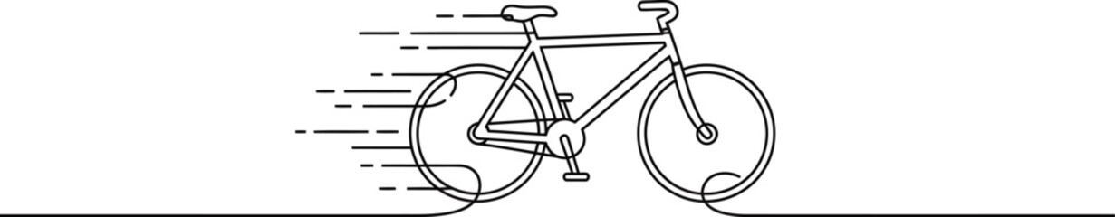 Monoline Bicycle Icon with Motion Lines