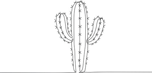 Resilient Cactus: Monoline Black and White Illustration