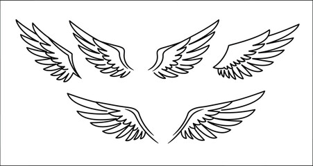 Monoline Black Wings Vector Graphic