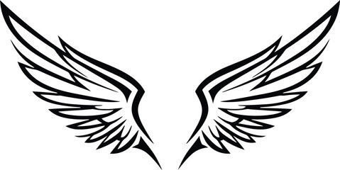 Monoline Black Wings Vector Graphic