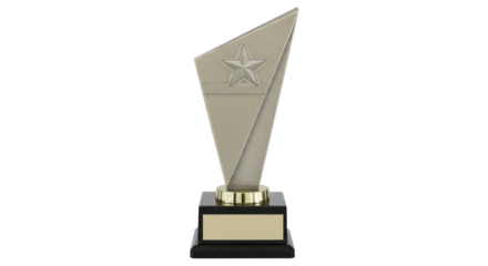 Isolated Golden Trophy with Star Award Prize