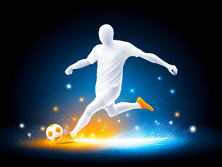 Fototapeta premium a skillful 2d digital illustration of a soccer player making a pass, with stylized lines indicating the ball's trajectory and a soccer field pattern in the background