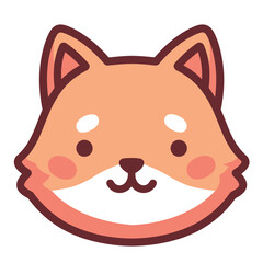 Cute Shiba Inu dog head with a simple and adorable cartoon style.