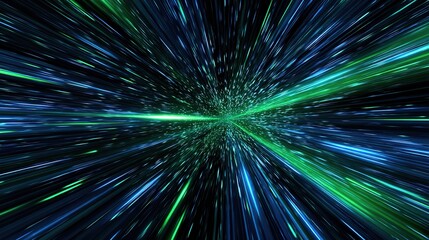 Futuristic Digital Network Lines in Blue and Green Color Streams