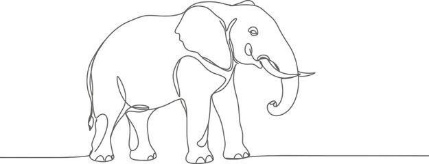 One-Stroke Elephant Silhouette