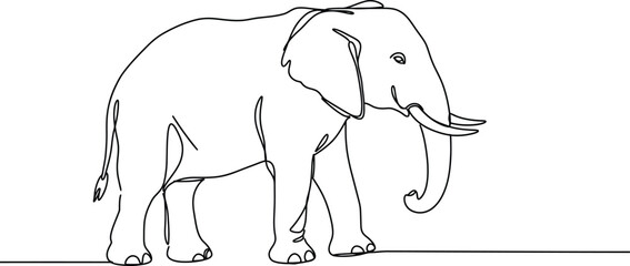 One-Stroke Elephant Silhouette