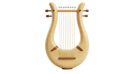 Isolated Wooden Lyre Musical Instrument