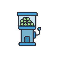 Colorful vending machine with green gum balls, sweet nostalgic treat