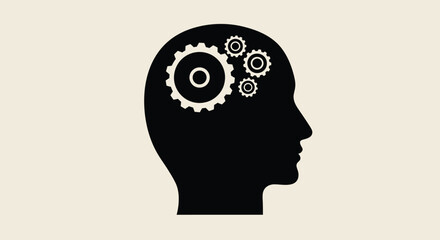 Thinking Head Silhouette with Gear