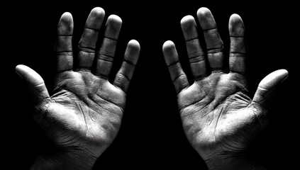 Two Open Hands Against Dark