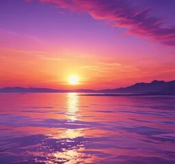 Obraz premium Abstract watercolor sunset, vibrant orange and purple hues , aesthetic, twilight