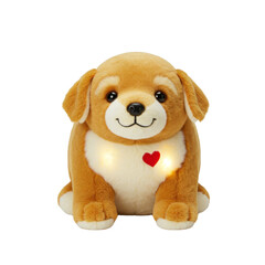 Fototapeta premium Cute and cuddly plush puppy toy with red heart design for kids and collectors of all ages to enjoy on transparent background