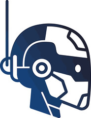 Minimalist Robot Head Icon, Futuristic Outline Design