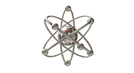 Isolated Detailed 3D Atom Model with Metallic Finish