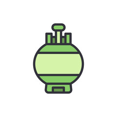 Green Gas Cylinder with a Rounded Design on a white Background Isolated