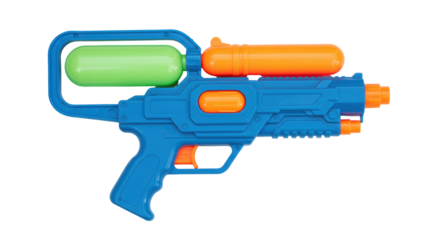 Isolated Bright Blue Water Gun Toy for Summer Fun
