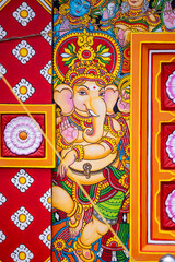 Architecture of hindu god ganesh temple in kerala.