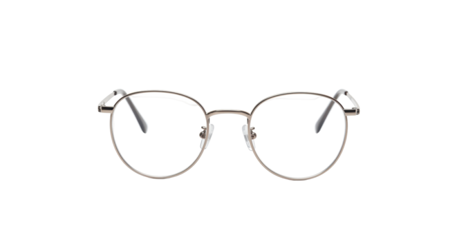 Isolated Round Frame Glasses with Silver Metal Rims - Powered by Adobe
