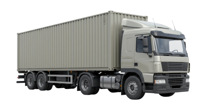 Isolated Silver Semi-Truck Trailer Transporting Cargo