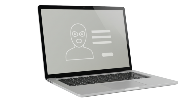 Isolated Laptop Displaying Hacker Profile on Screen