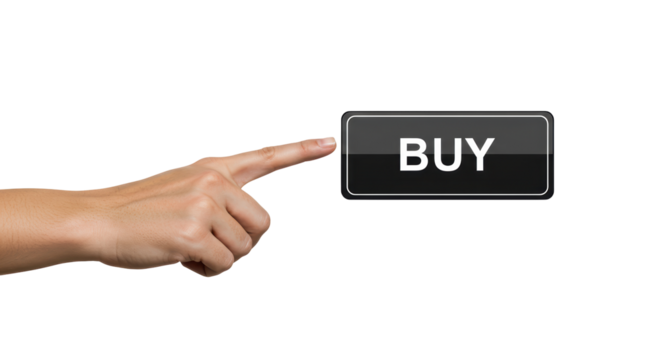 Isolated Hand Pointing to Buy Button for Online Shopping - Powered by Adobe